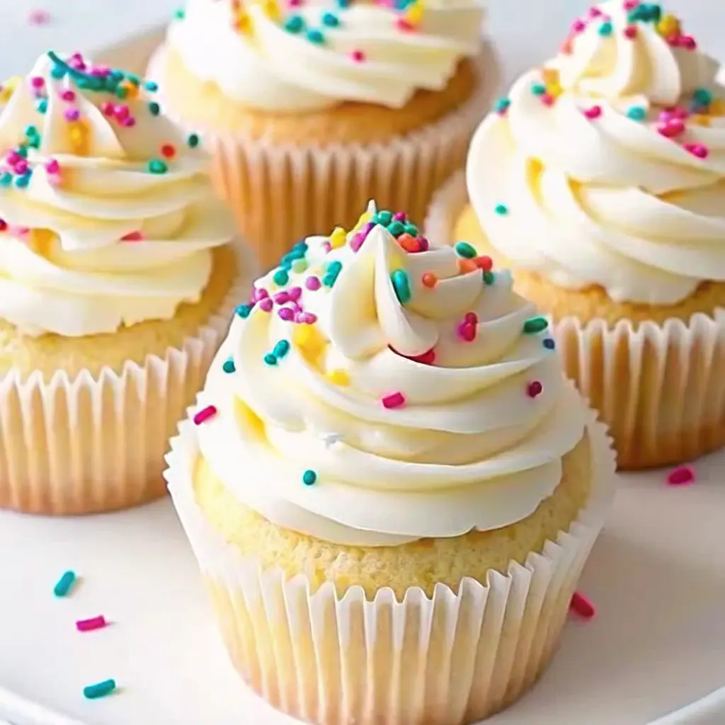 These classic vanilla birthday cupcakes are soft, fluffy, and topped with creamy buttercream — a timeless treat for parties and special occasions.