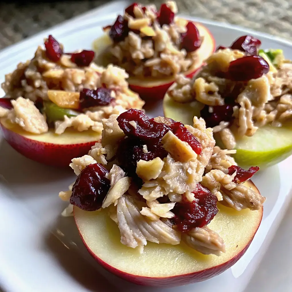 Cranberry Chicken Salad on Apple Slices
