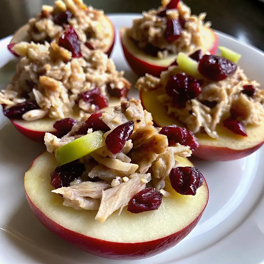 Cranberry Chicken Salad on Apple Slices