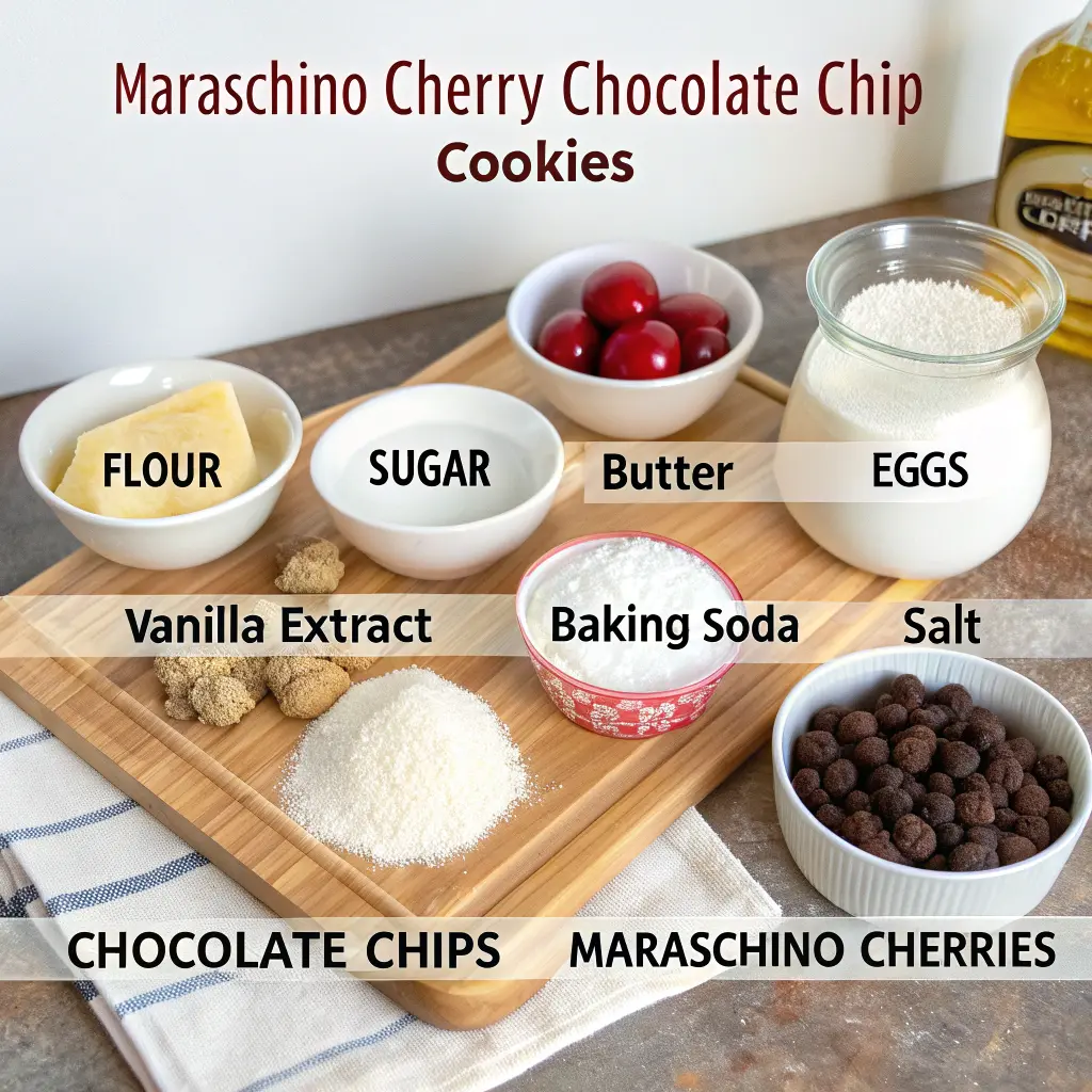 Irresistible Maraschino Cherry Chocolate Chip Cookies with chocolate chips and cherry pieces
