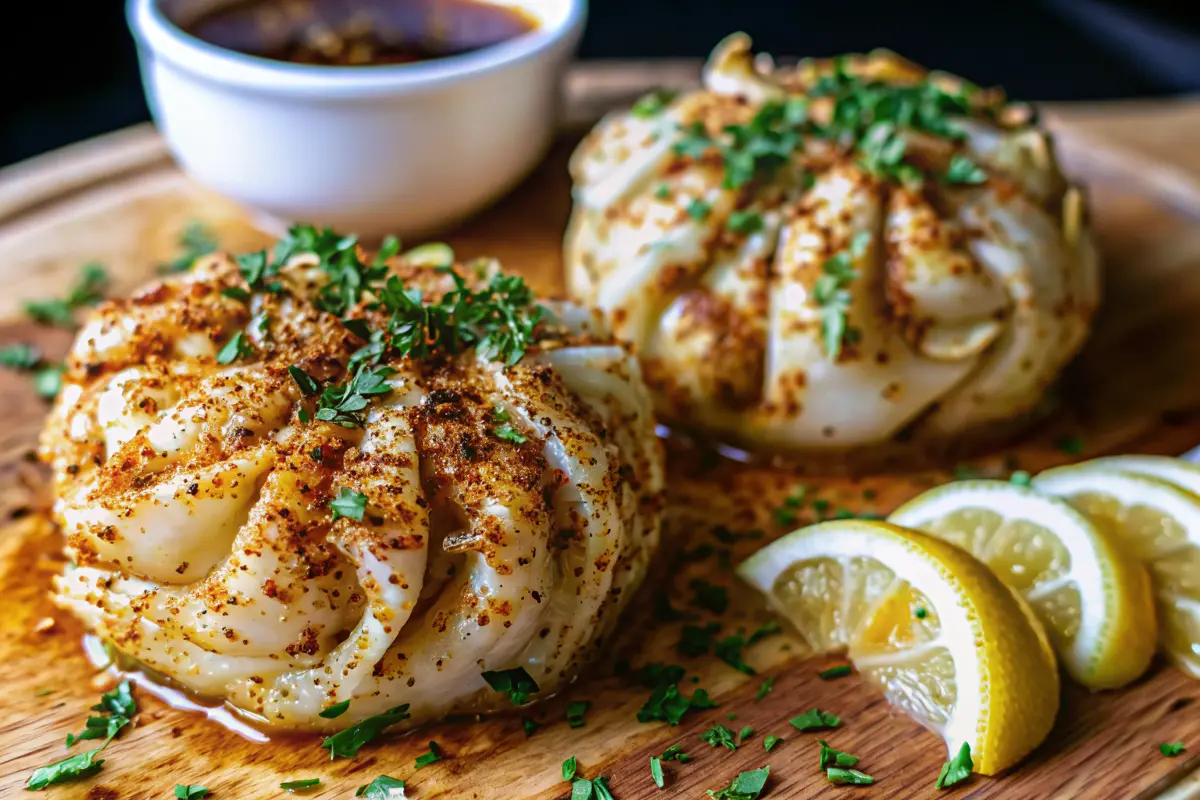 Golden baked Crab Bombs made with jumbo lump crab meat