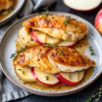Apple-Stuffed Chicken with Brie Cream in skillet