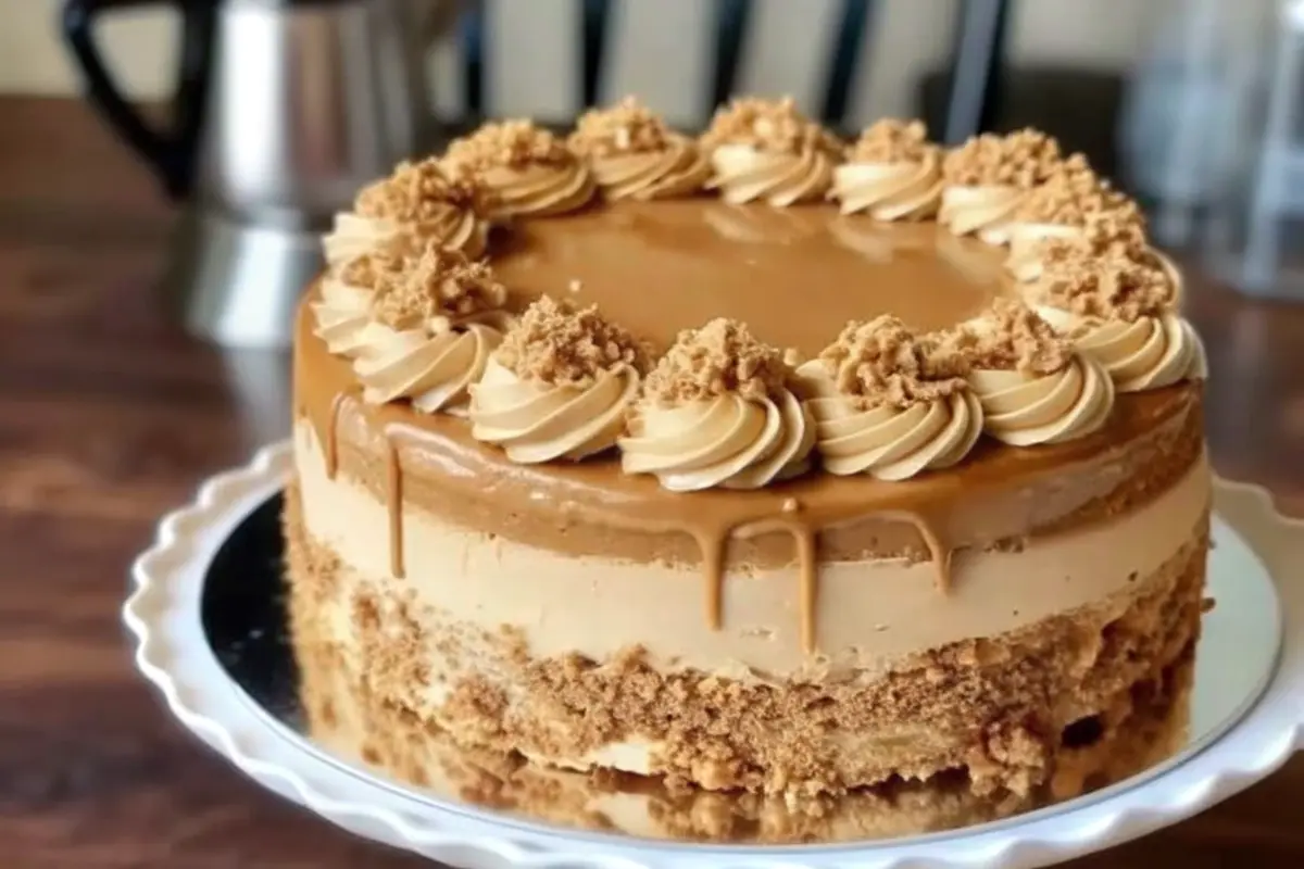 Coffee Walnut Delight slice with espresso buttercream and toasted walnuts