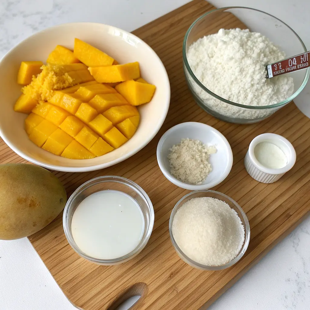 Golden Mango Mochi with glossy chewy skin and mango center