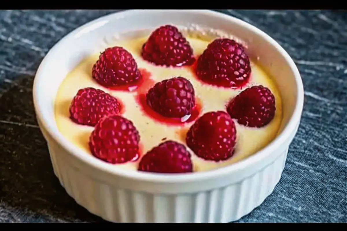 Raspberry Greek yogurt cheesecake cup topped with glossy raspberry coulis and fresh raspberries