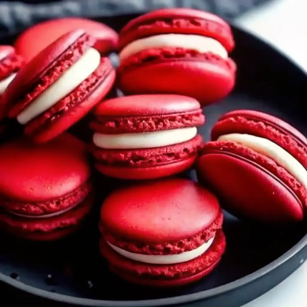 Red Velvet Cream Cheese Macarons