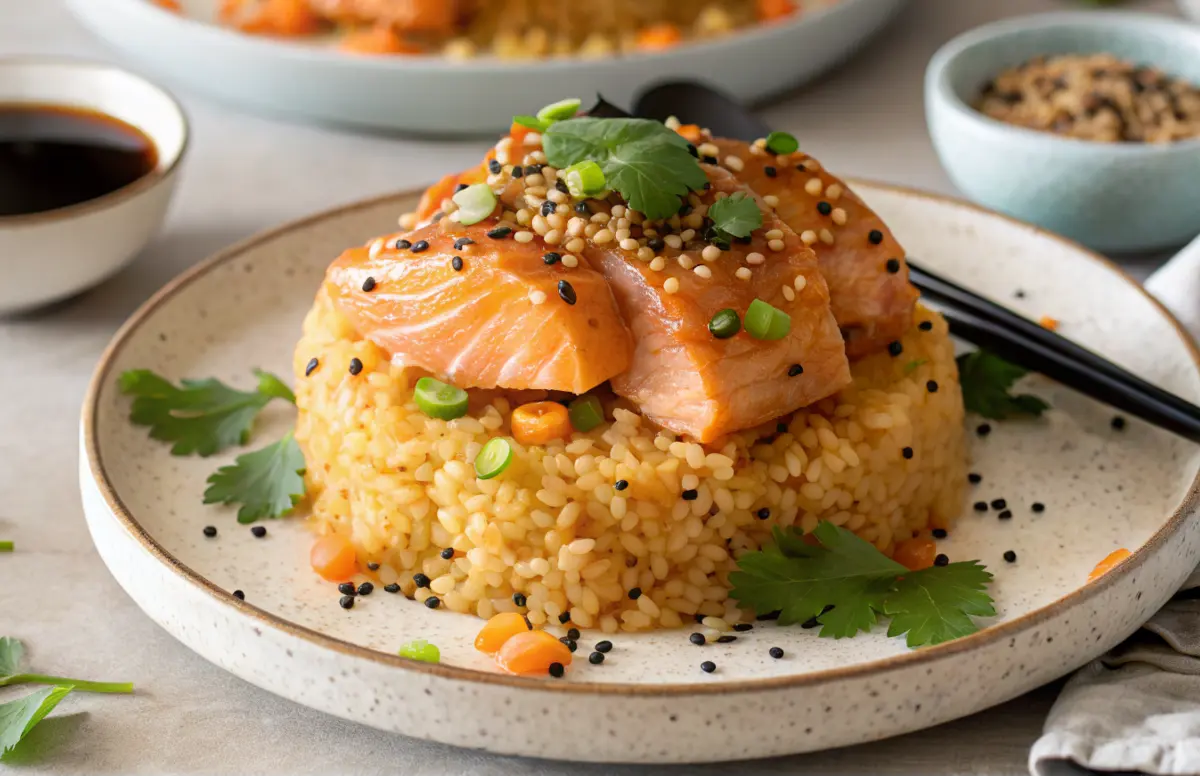 Crispy rice squares topped with spicy salmon and jalapeño Salmon Crispy Rice Recipe