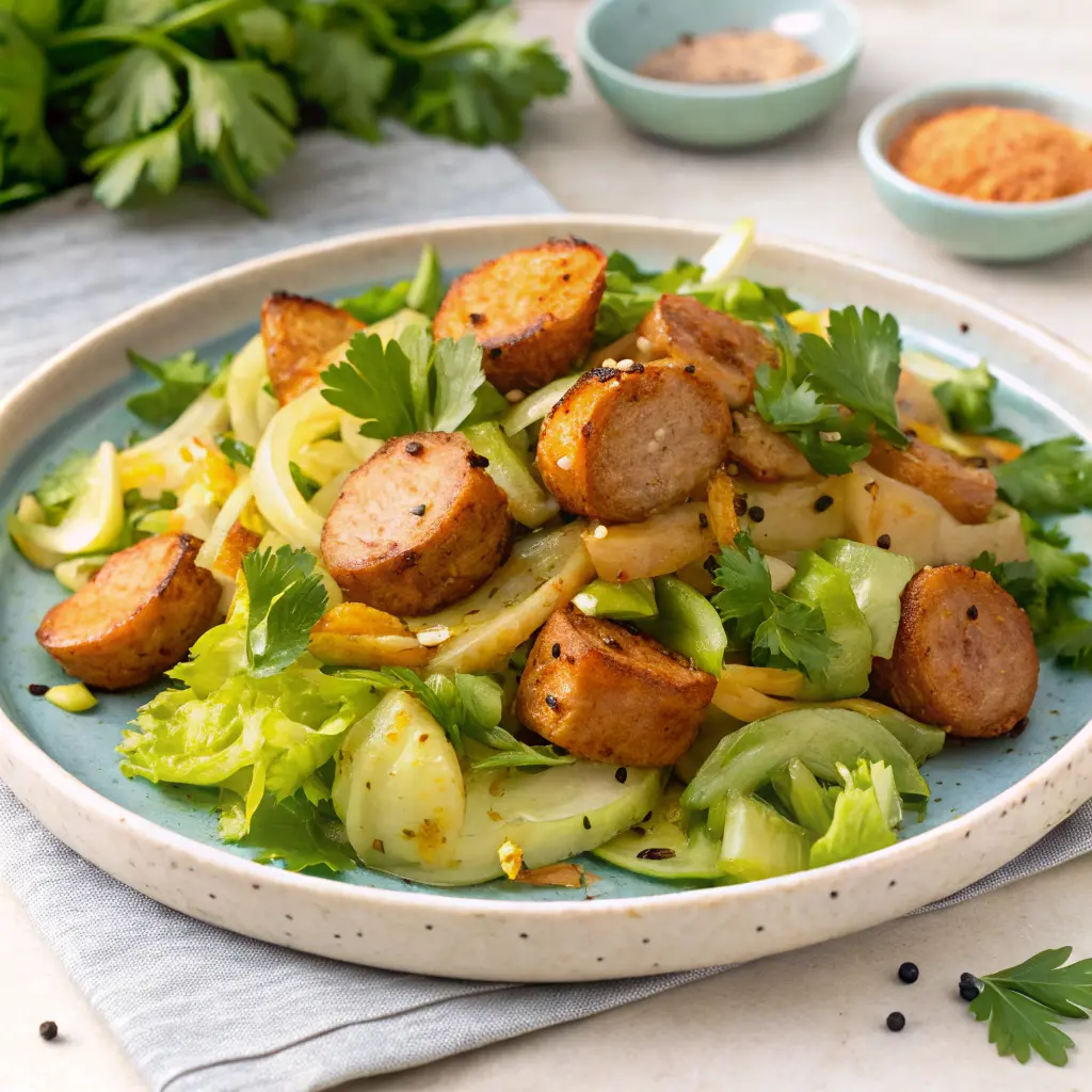 Sausage and cabbage stir fry