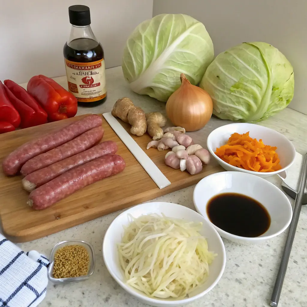 Sausage and cabbage stir fry