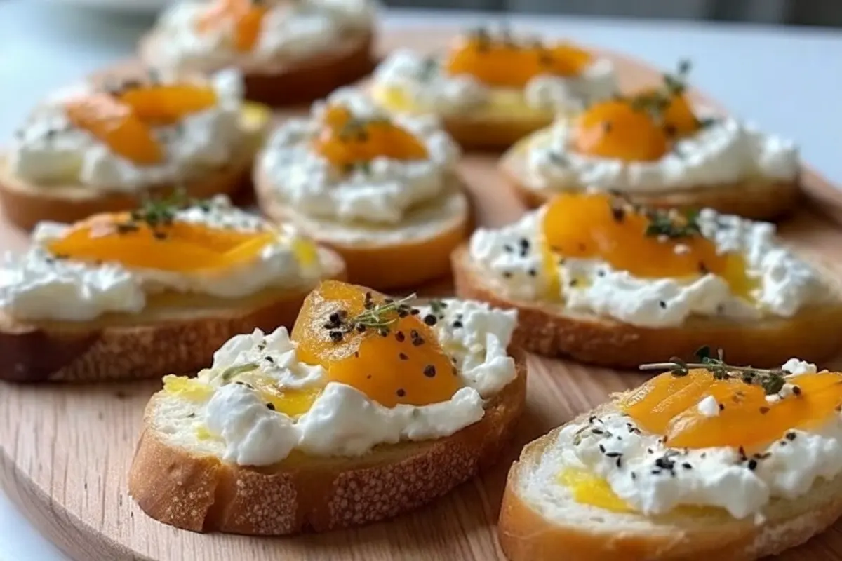 Whipped feta crostini with hot honey drizzle