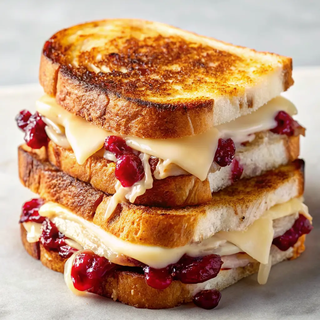 Turkey Grilled Cheese with Cranberry Recipe, sauce and melted cheese