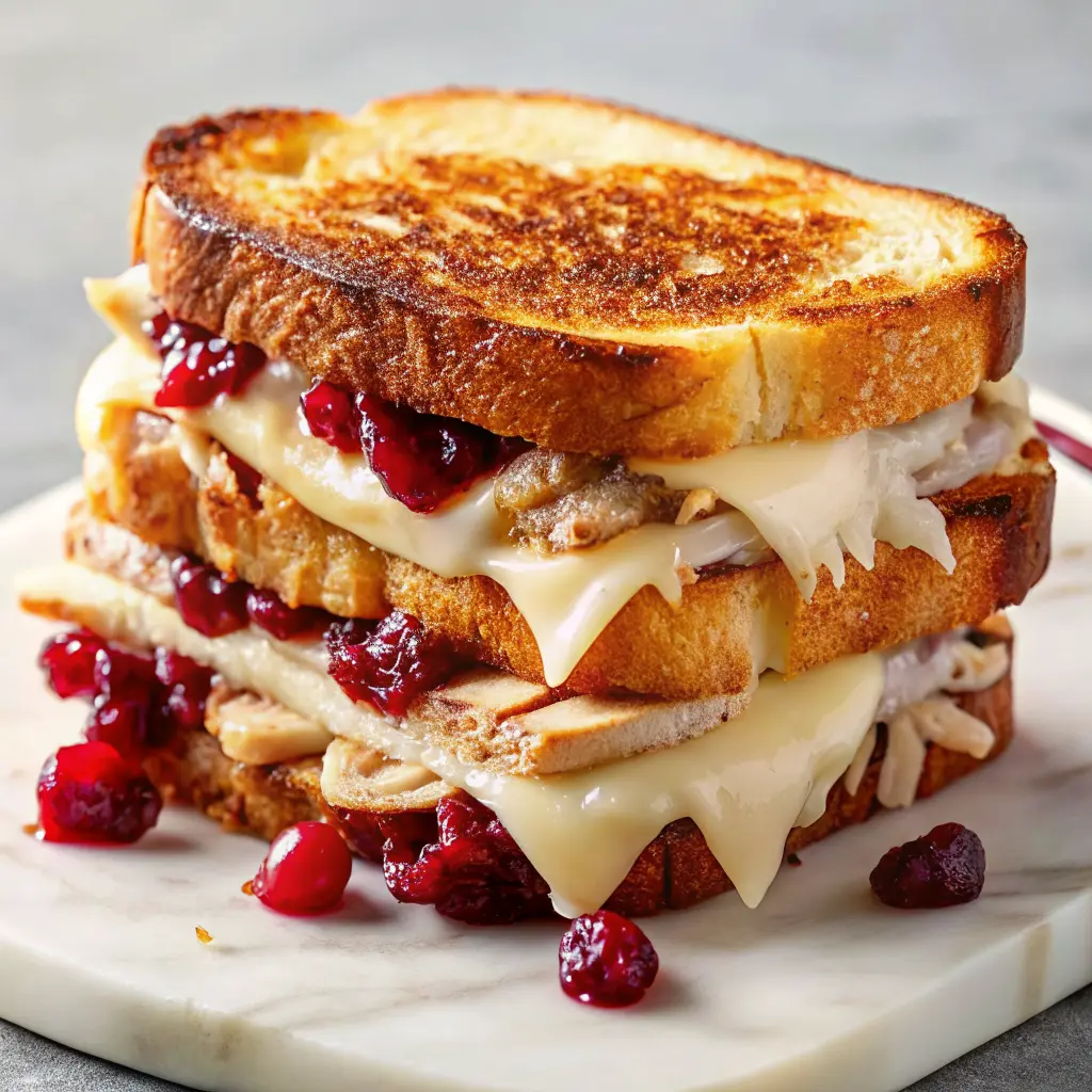 Turkey Grilled Cheese with Cranberry Recipe, sauce and melted cheese