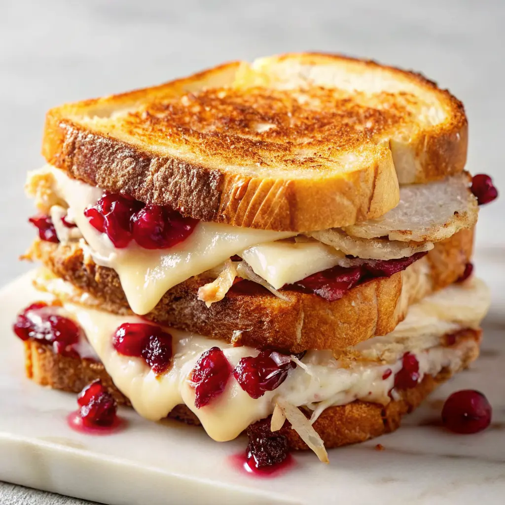 Turkey Grilled Cheese with Cranberry Recipe, sauce and melted cheese
