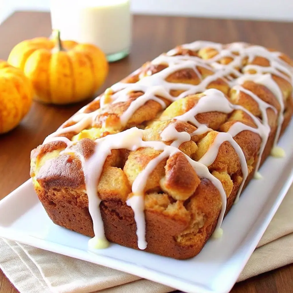 Pumpkin Spice Pull Apart Bread with Vanilla Glaze