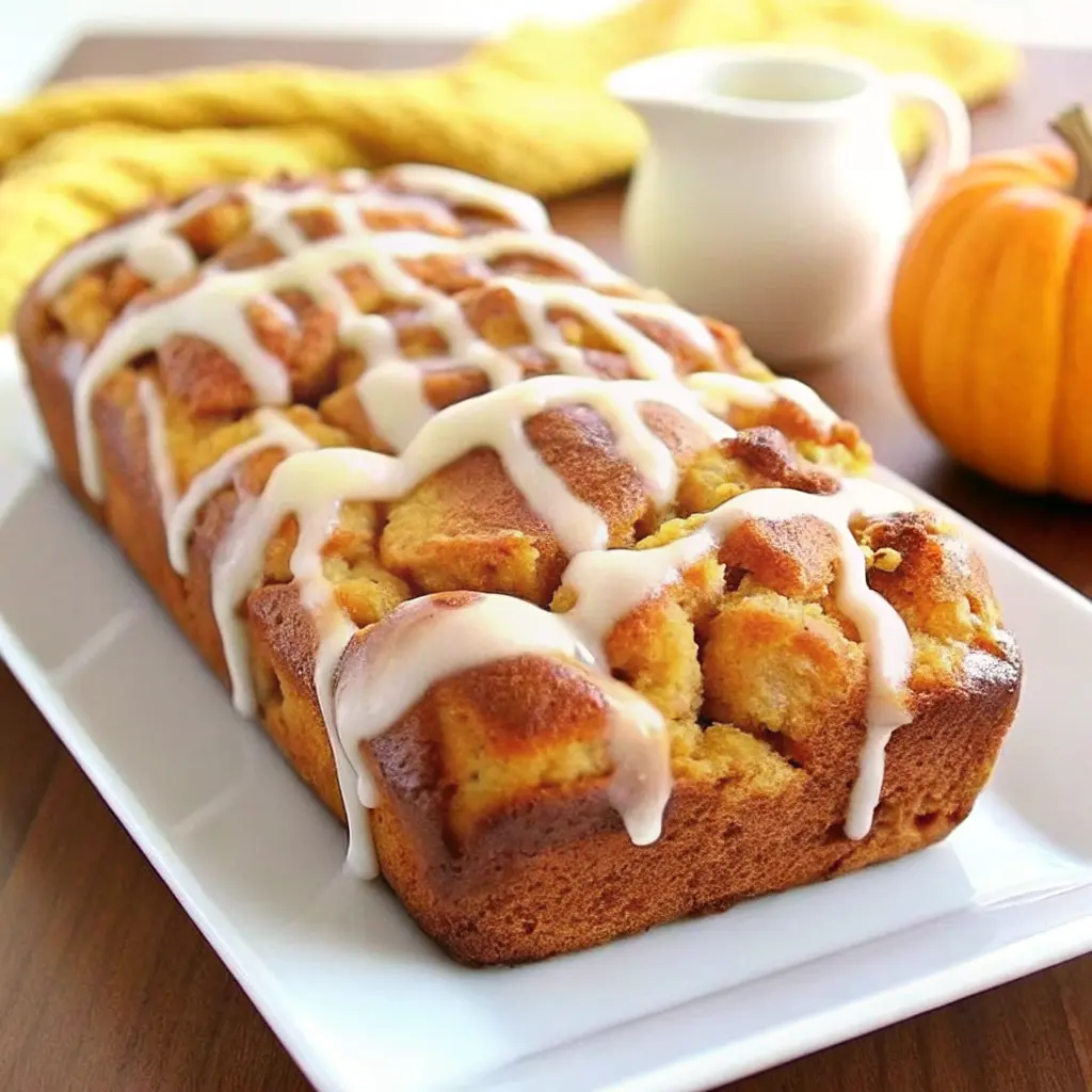 Pumpkin Spice Pull Apart Bread with Vanilla Glaze