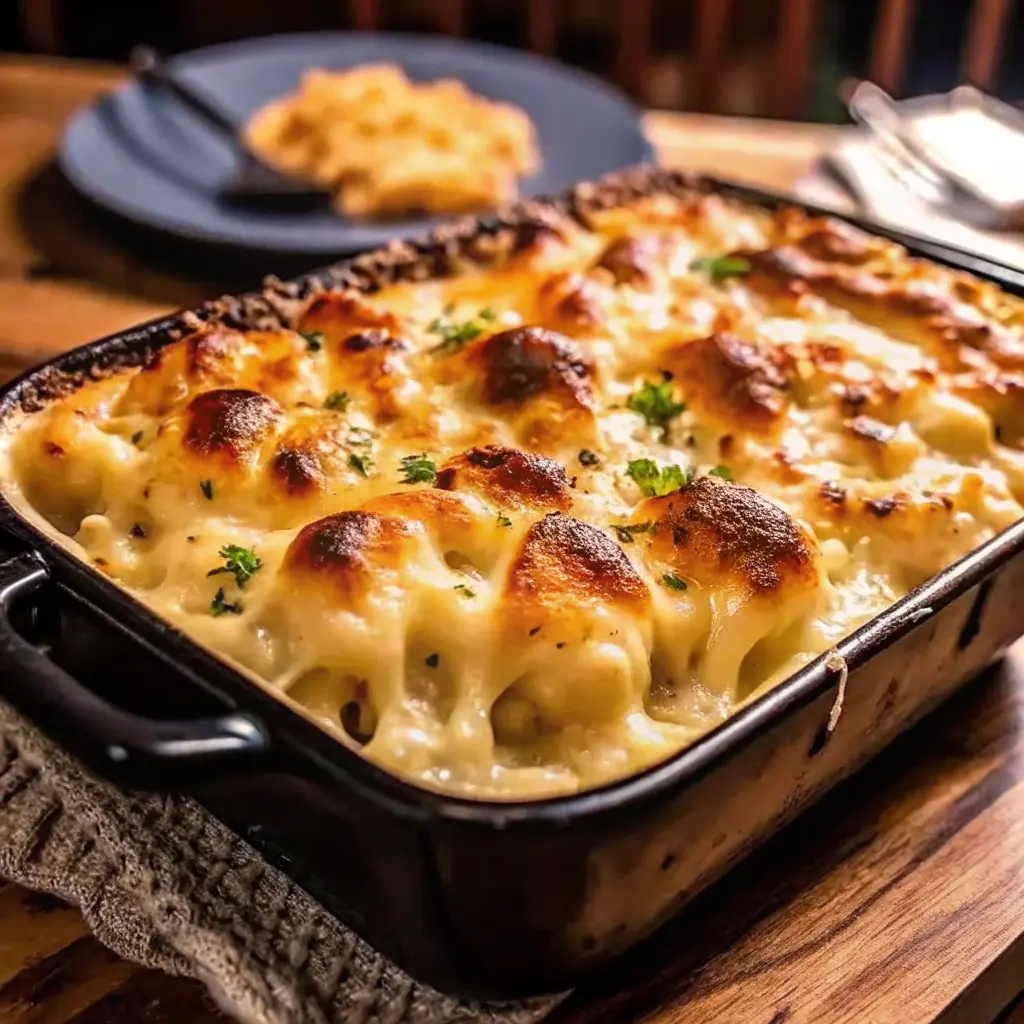 Tennessee onion casserole with bubbly cheddar and gouda