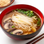 Miso Soup with Enoki Mushrooms and Ground Sesame