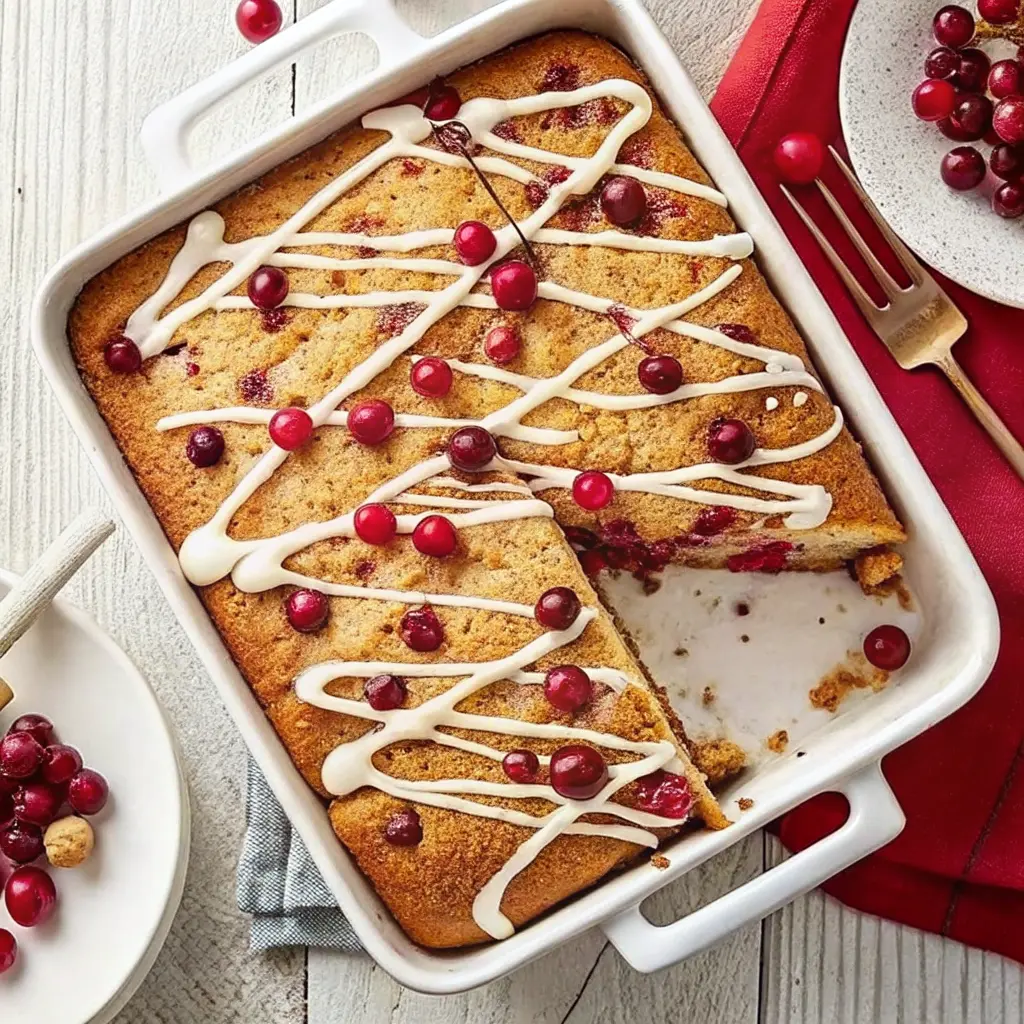 Cranberry coffee cake with golden streusel topping