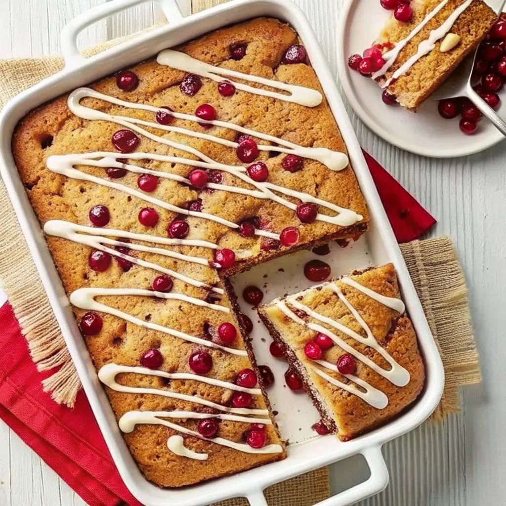Cranberry coffee cake with golden streusel topping