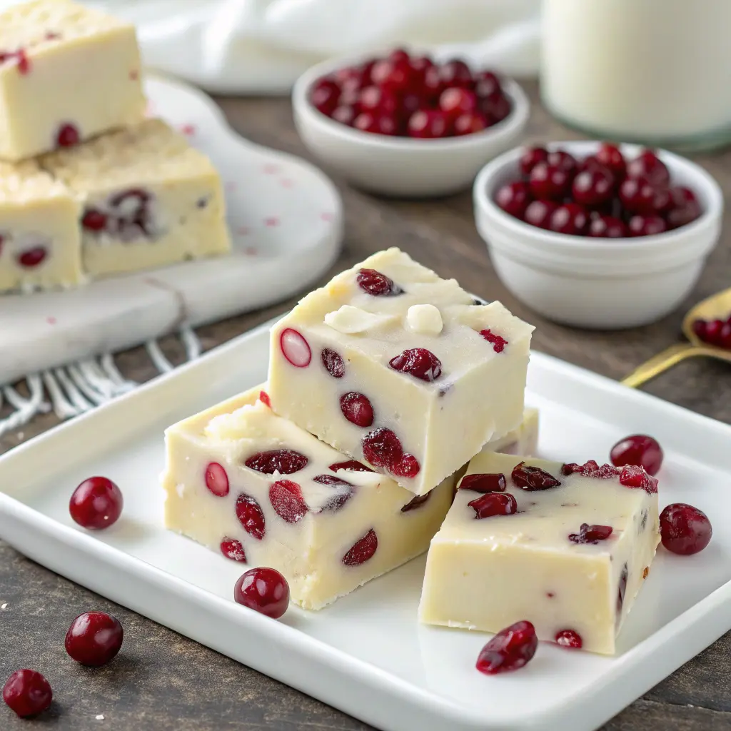 Cranberry White Chocolate Fudge