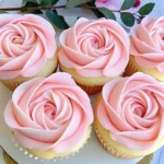 Flower cupcakes with coconut milk frosting piped into buttercream blooms