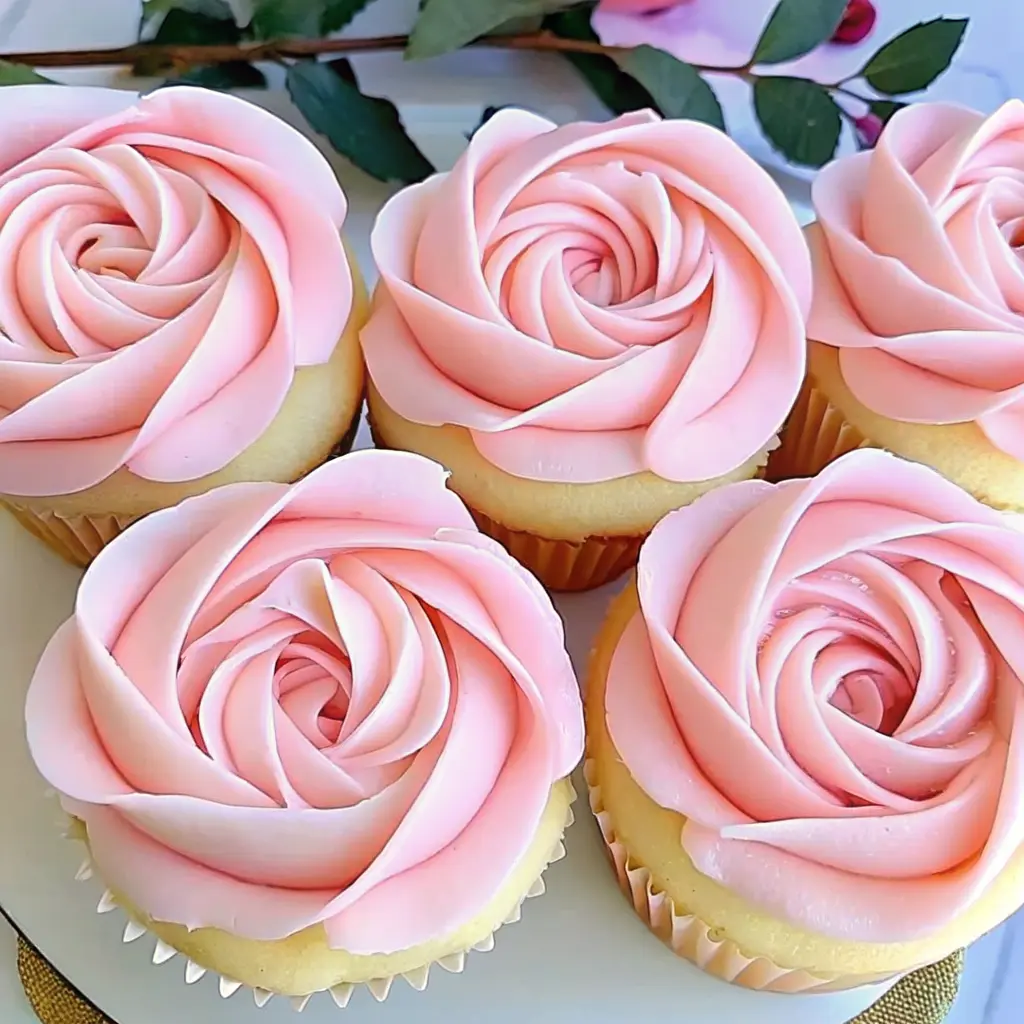 Flower cupcakes with coconut milk frosting piped into buttercream blooms