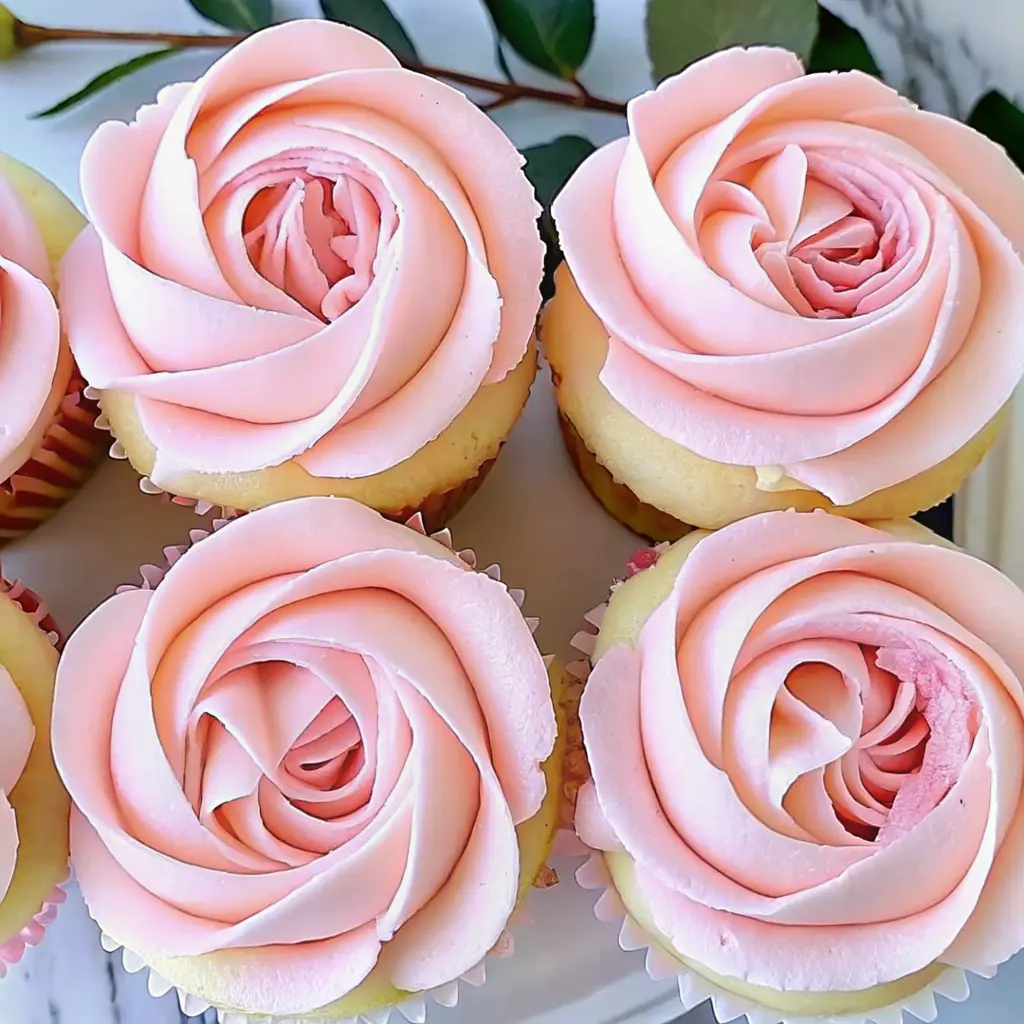 Flower cupcakes with coconut milk frosting piped into buttercream blooms