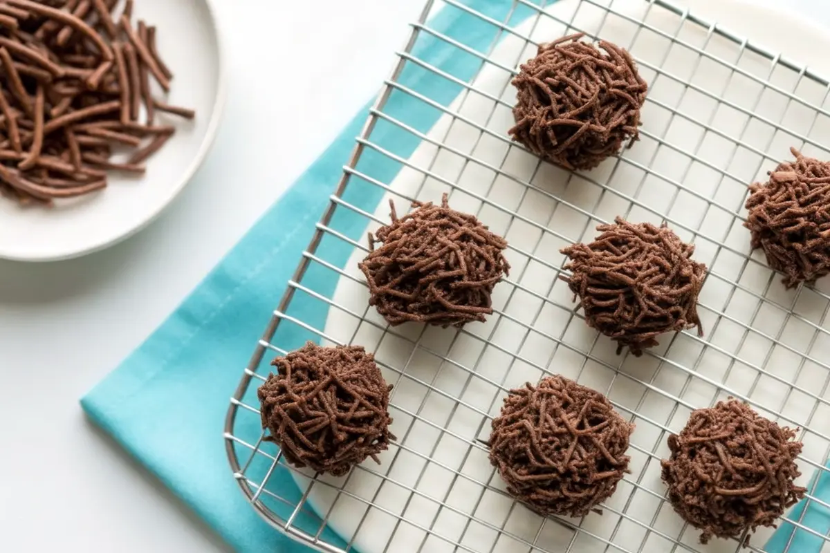 Easy Haystack Cookies stacked on parchment paper