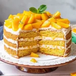 Mango Royale Layer Cake with creamy layers and fresh mango slices