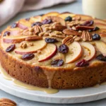 apple date almond cake with butter sauce