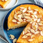 Basbousa with almonds in diamond cuts