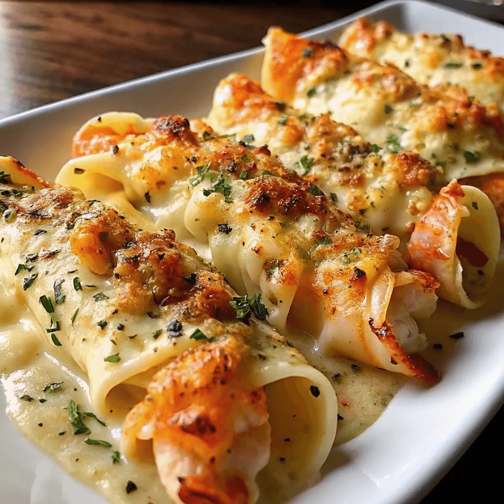 Creamy Garlic Parmesan Shrimp Roll-Ups