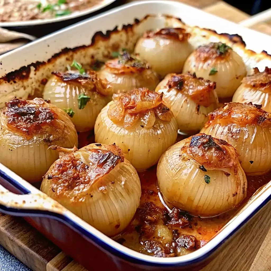 Greek stuffed onions rolls in tomato sauce