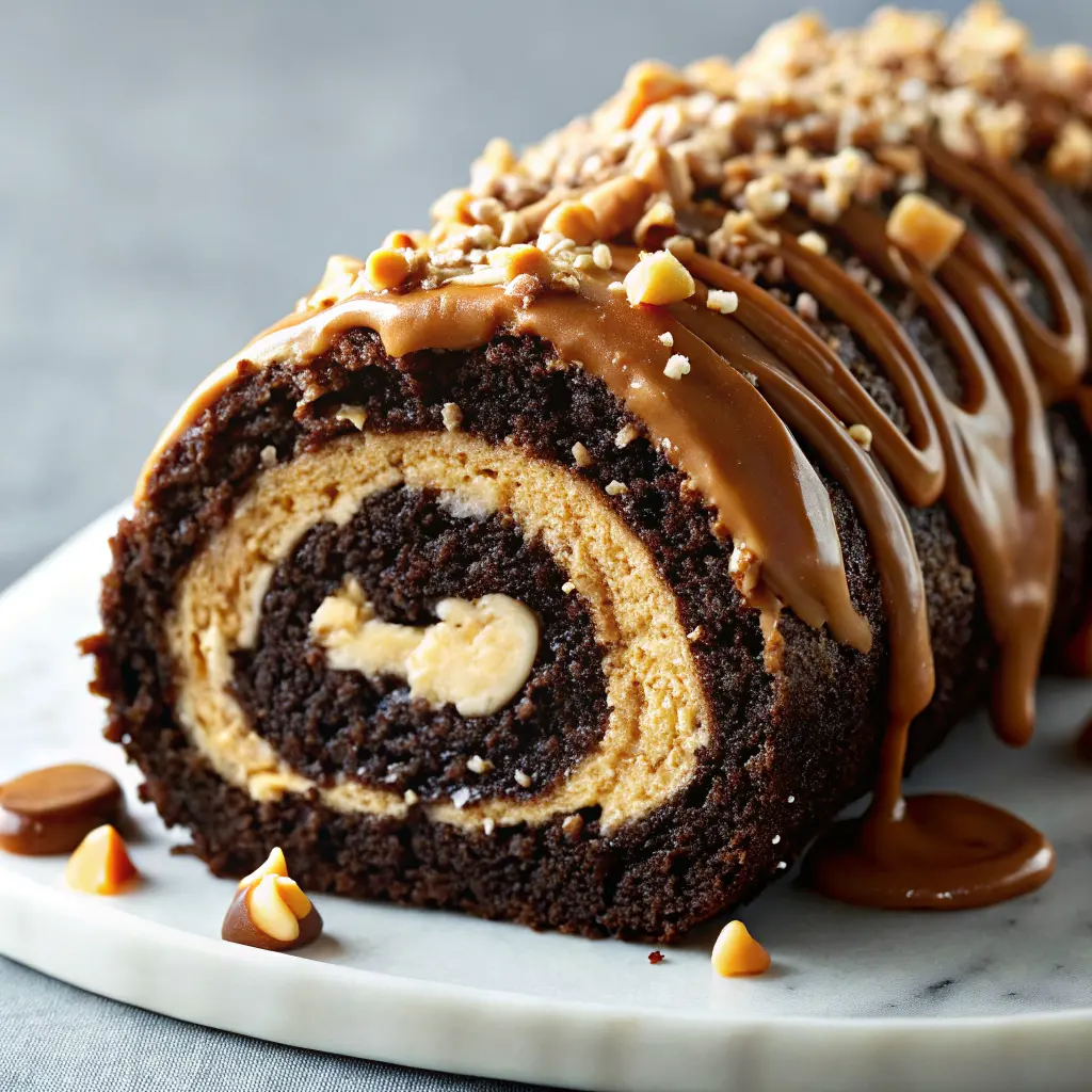 Peanut Butter Cup Chocolate Roll Cake
