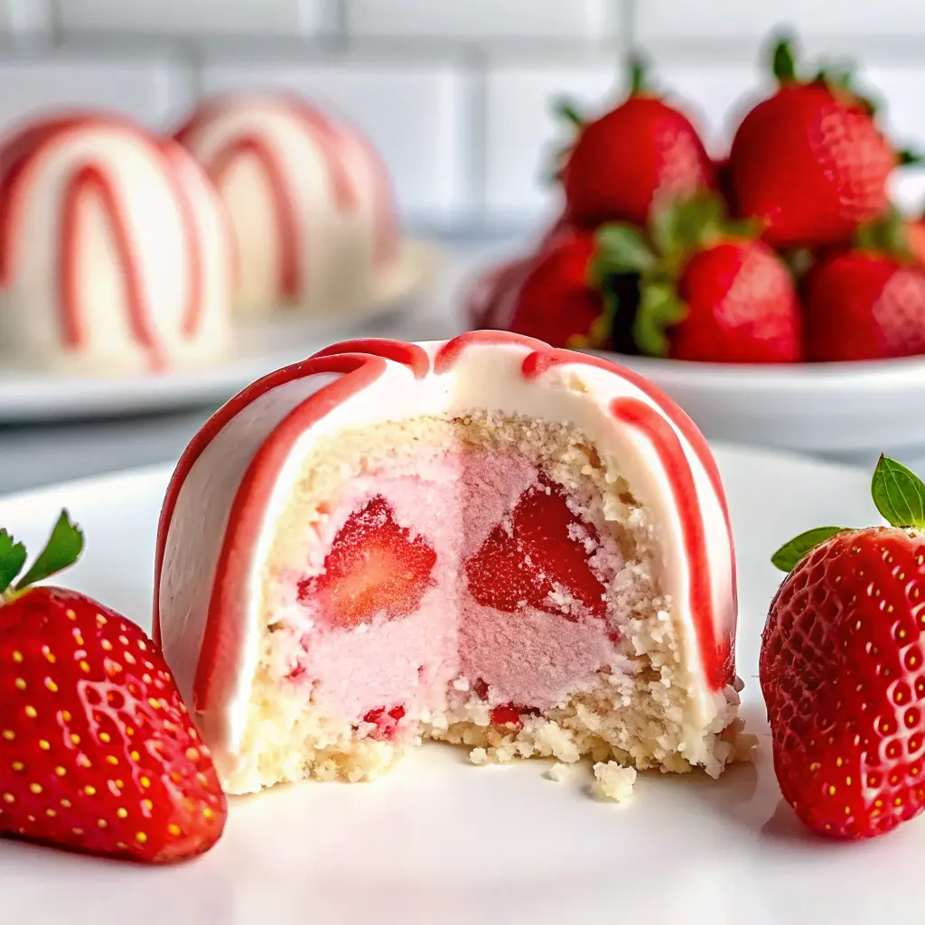 Strawberry cheesecake bites topped with graham crumbs on a serving platter