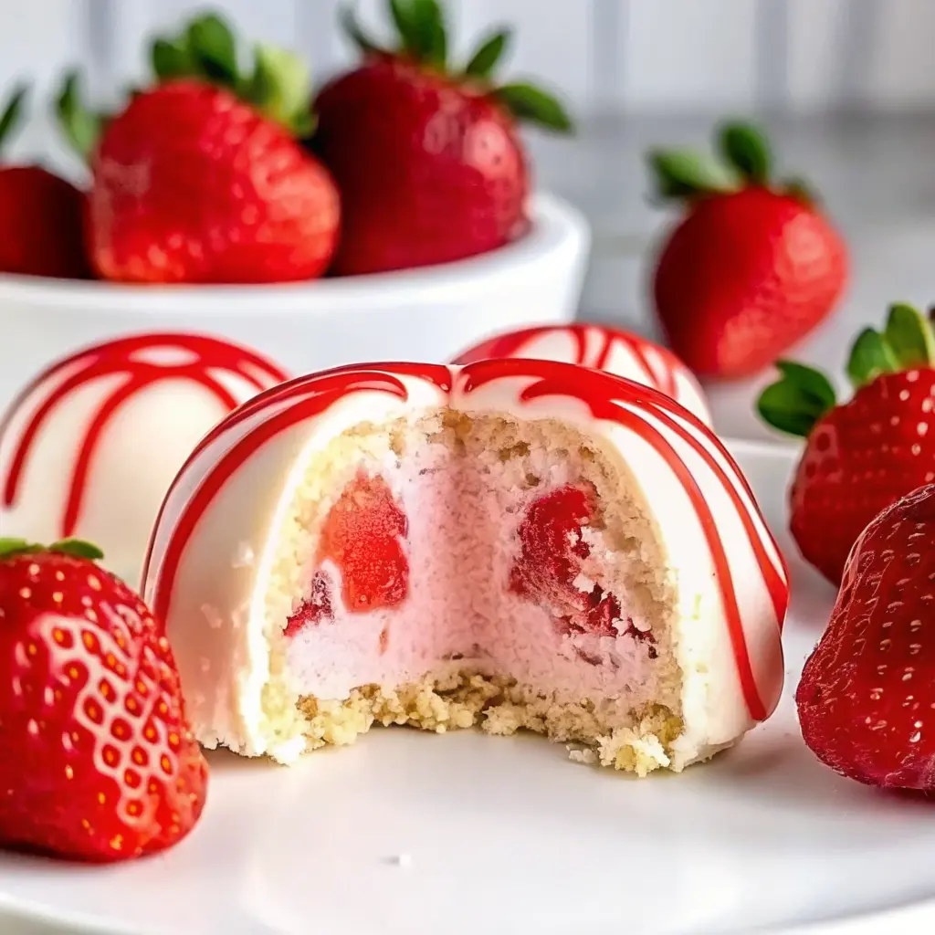 Strawberry cheesecake bites topped with graham crumbs on a serving platter