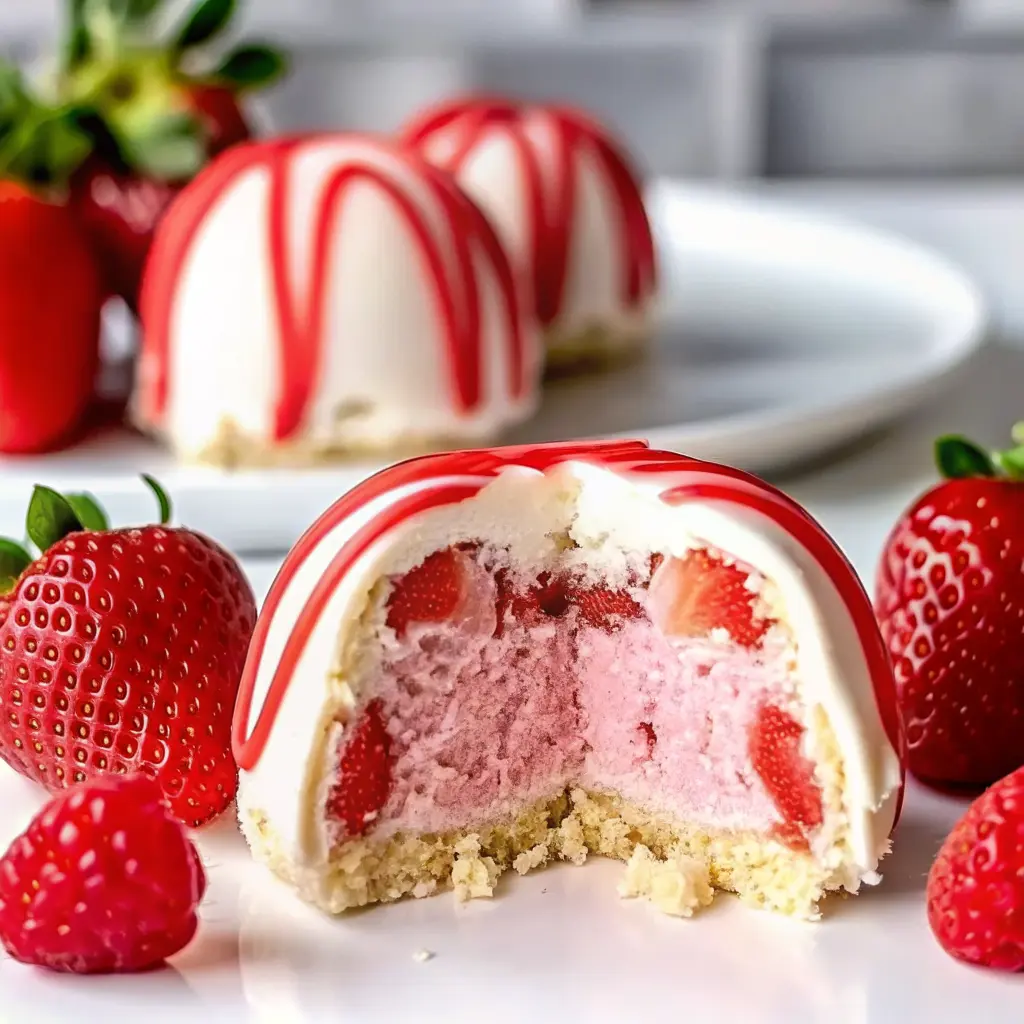 Strawberry cheesecake bites topped with graham crumbs on a serving platter