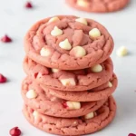 Strawberry white chocolate chip cookies on a plate