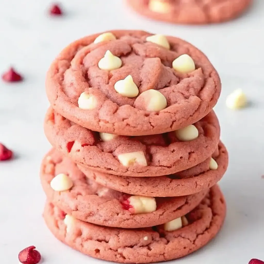 Strawberry white chocolate chip cookies on a plate