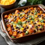 Sweet Potato and Black Bean Casserole in a baking dish