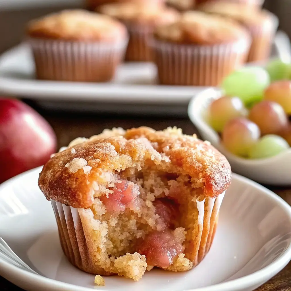Freshly baked Rhubarb Muffins Recipe with streusel topping