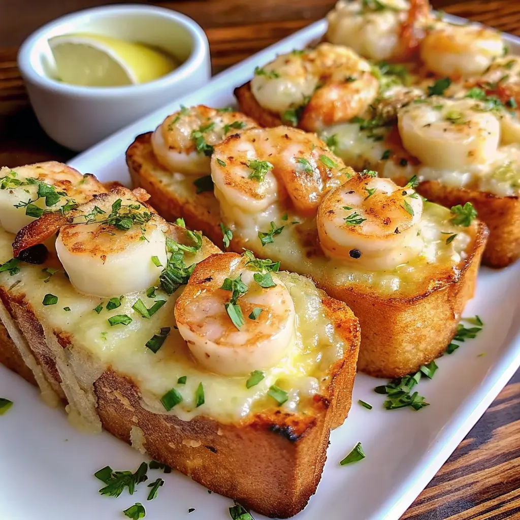 Cheesy Garlic Shrimp Toasts