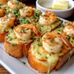 Cheesy garlic shrimp toasts fresh from the oven