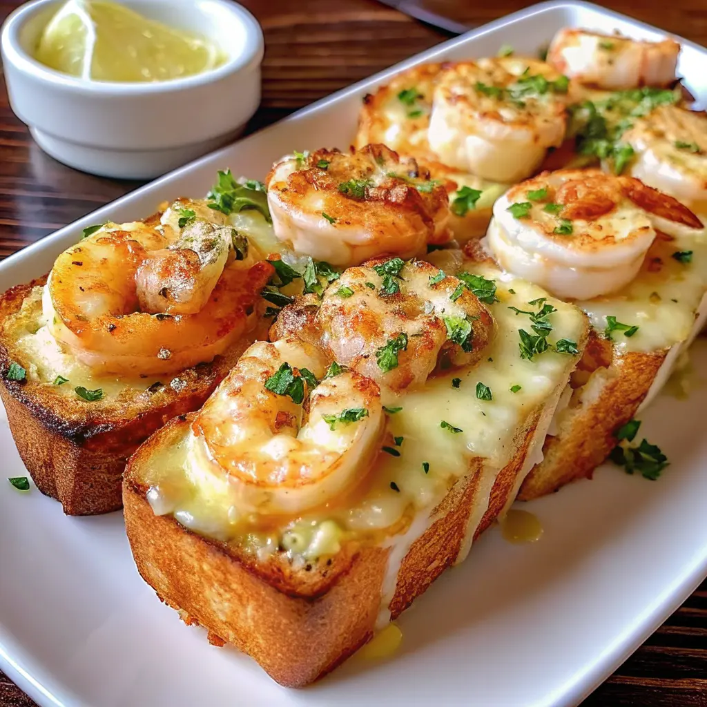 Cheesy Garlic Shrimp Toasts