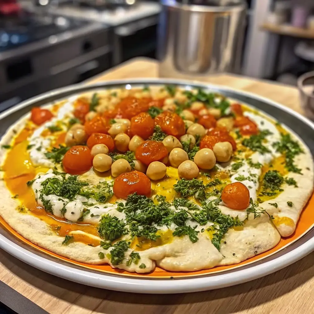 Creamy Fattet Hummus Recipe layered with chickpeas and toasted bread