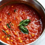 Homemade Marinara Sauce Recipe in a saucepan