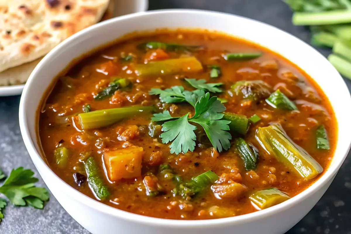 Savory Nigerian okra soup served in a bowl with traditional sides