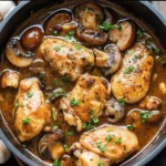 Slow Cooker Chicken Marsala Recipe with mushrooms in rich wine sauce