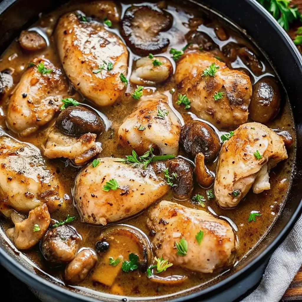 Slow Cooker Chicken Marsala Recipe with mushrooms in rich wine sauce