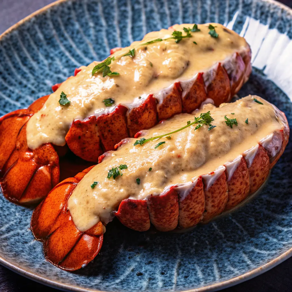 Butter-Seared Lobster Tails with Creamy Garlic Sauce